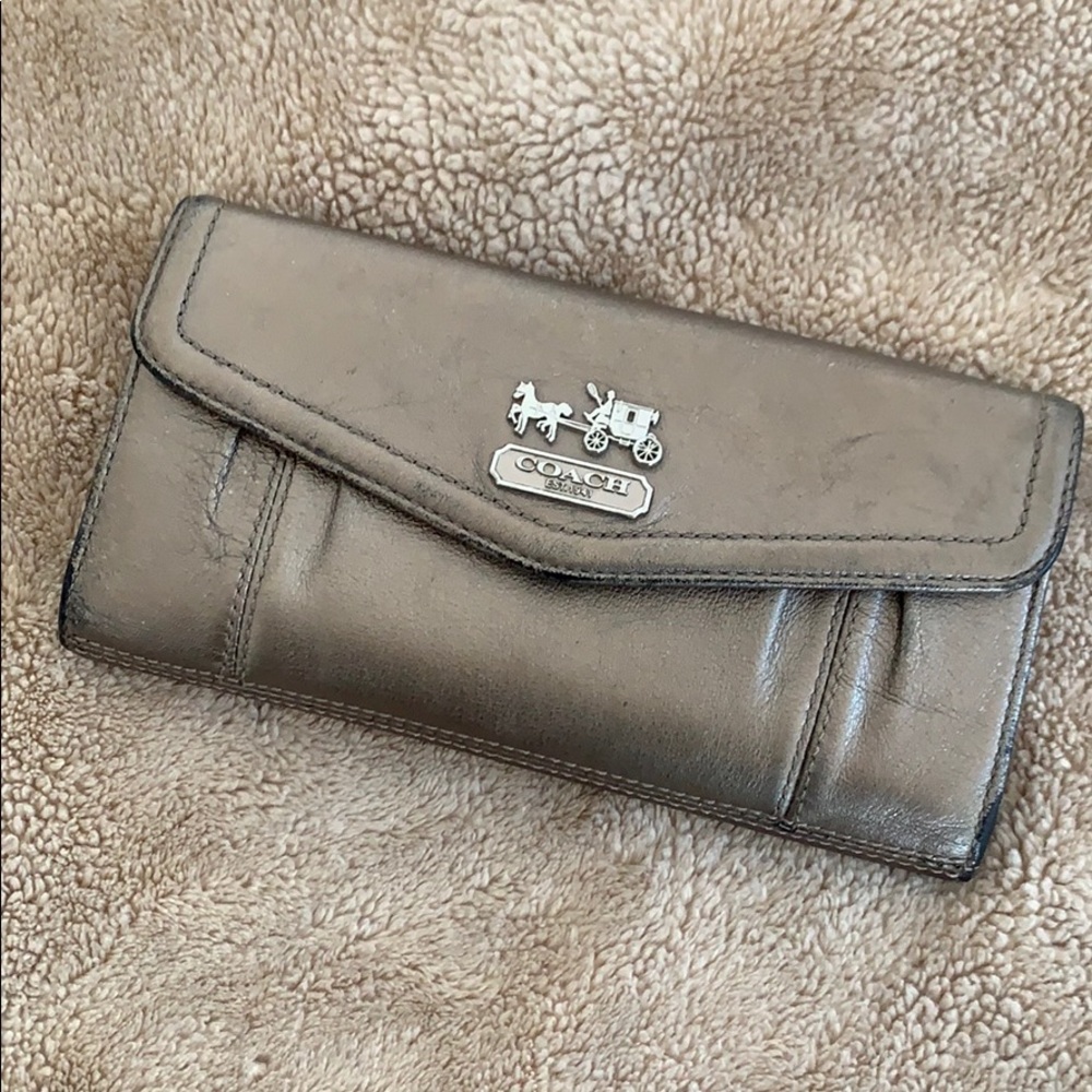 Gunmetal Metallic Coach Envelope Wallet